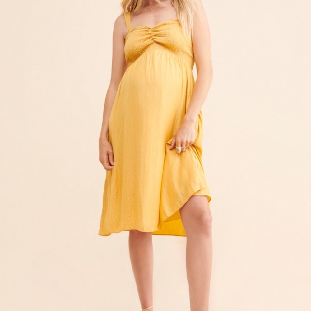 Hatch The Gemma Maternity Dress - Yellow Sleeveless Dress - L (3)